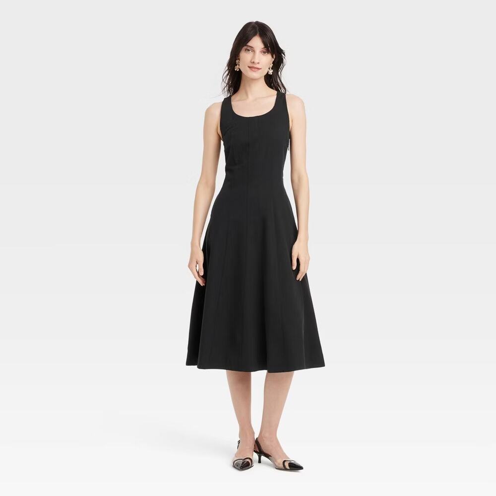 A New Day NWT Women's Corset Midi A-Line Dress Black Size 12